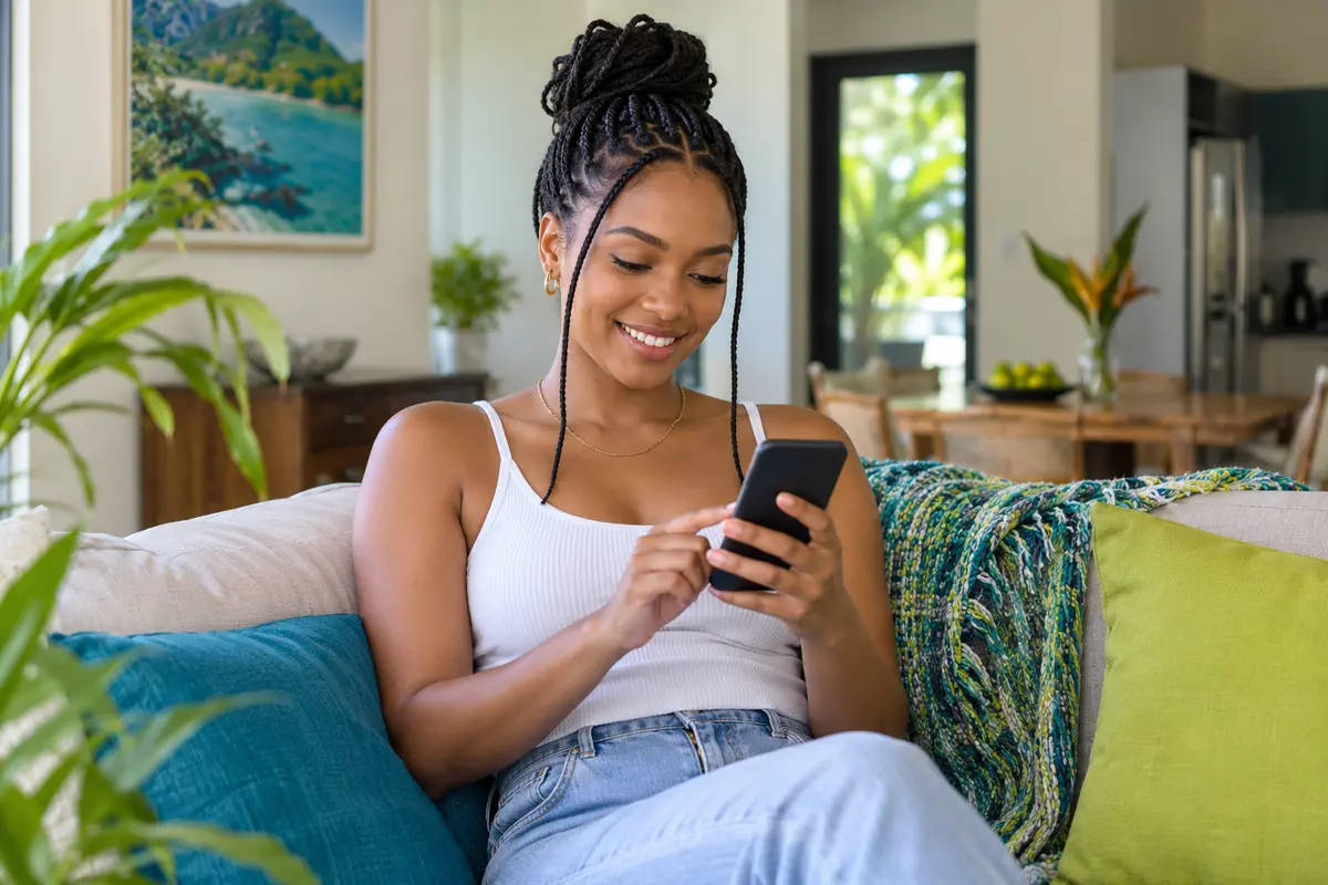 A customer registering for Rushwaves Courier on her phone